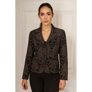 Women's Evan Picone Black Floral Jacquard Design Blazer Sz 6‎ Career Chic